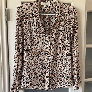 Anthropologie Animal Print Blouse - Black and Brown